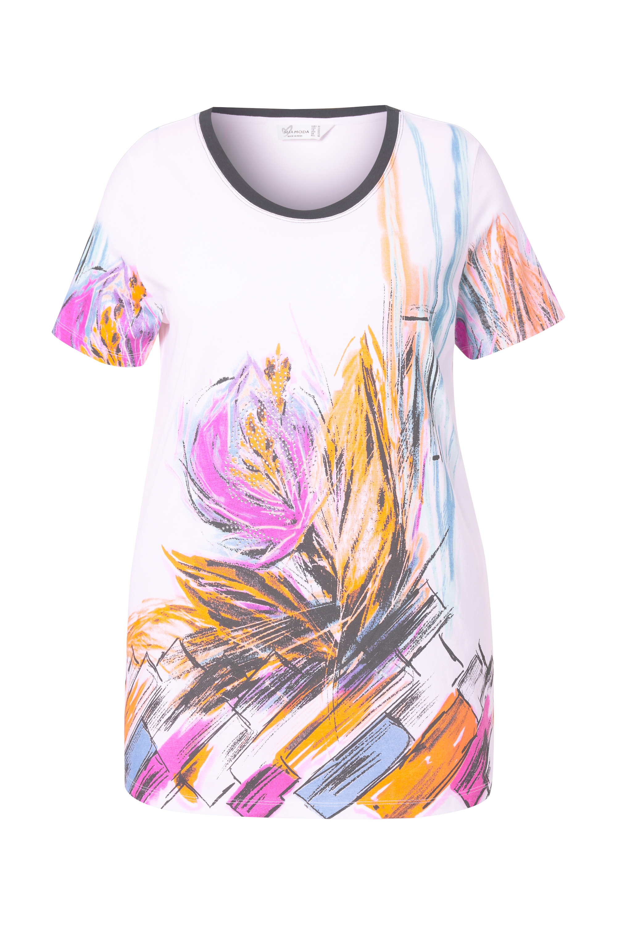 MIAMODA Damen große Größen T Shirt A Linie Glitzersteinchen 839504