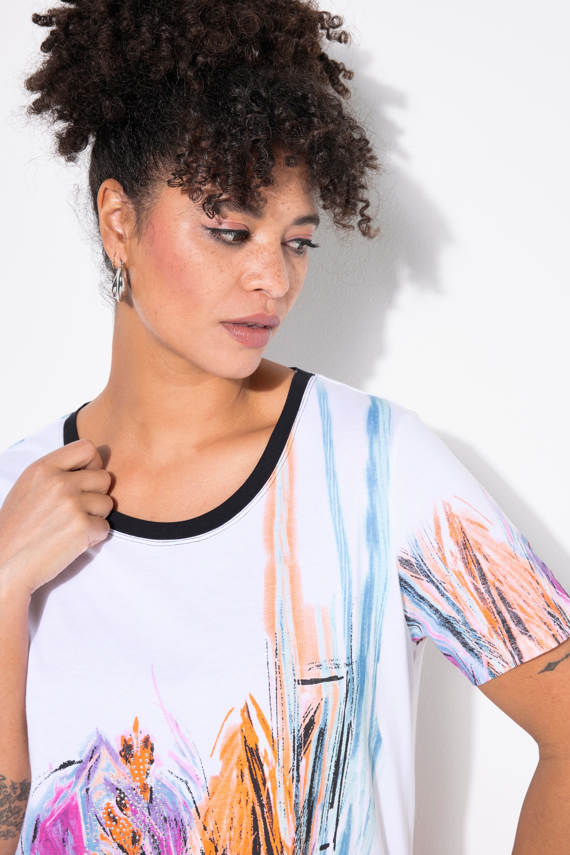MIAMODA Damen große Größen T Shirt A Linie Glitzersteinchen 839504