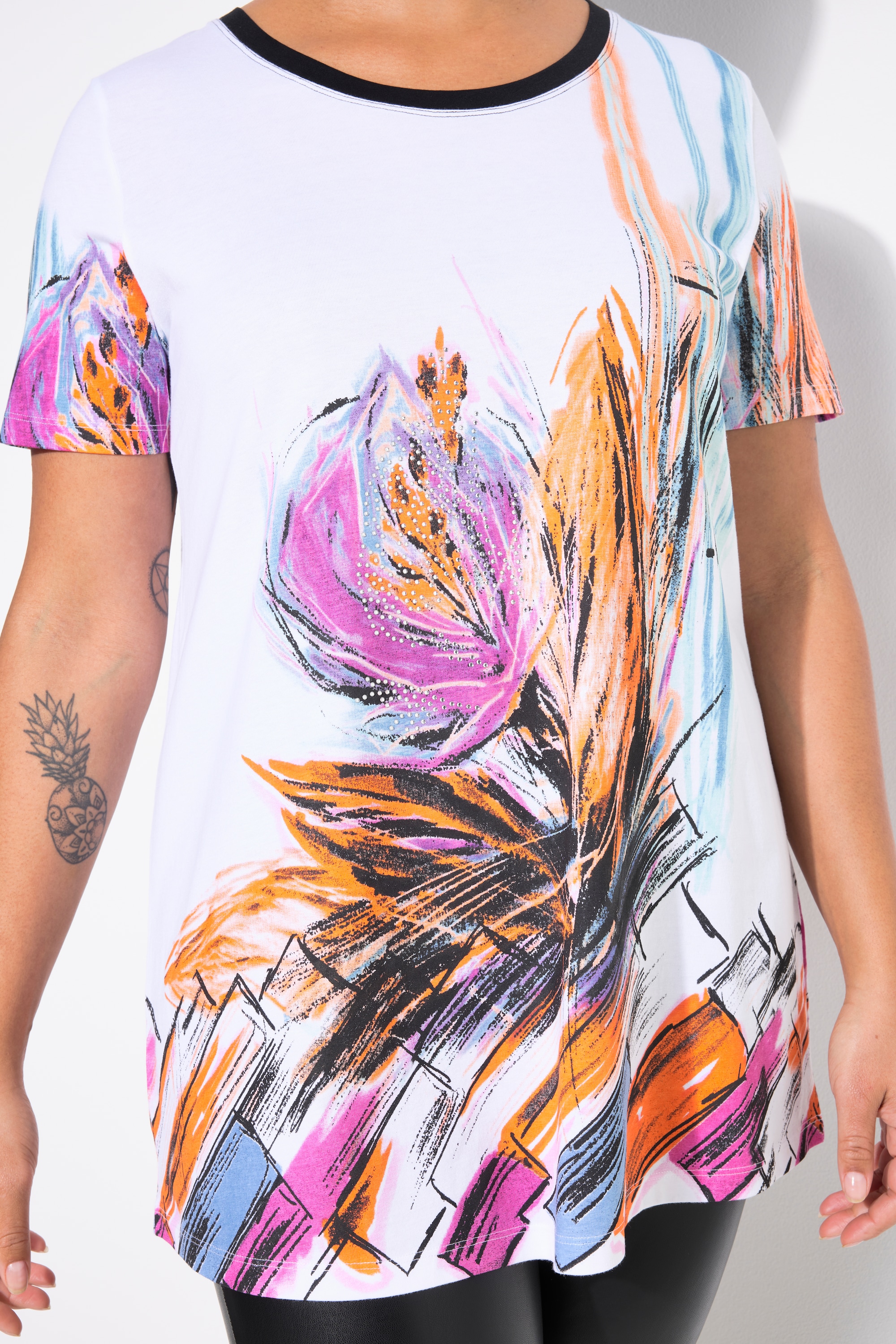 MIAMODA Damen große Größen T Shirt A Linie Glitzersteinchen 839504