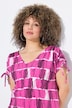 Jersey mid-jurk, batikstreep, V-hals, korte mouwen