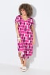 Jersey mid-jurk, batikstreep, V-hals, korte mouwen