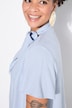 Bluse med sløjfe, A-form, satin, korte vingeærmer