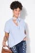 Bluse med sløjfe, A-form, satin, korte vingeærmer