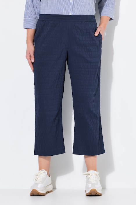 Textured Elastic Waist Cropped Pants