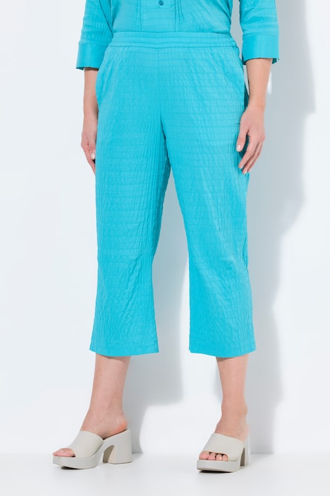 Textured Elastic Waist Cropped Pants