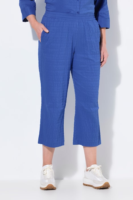 Textured Elastic Waist Cropped Pants