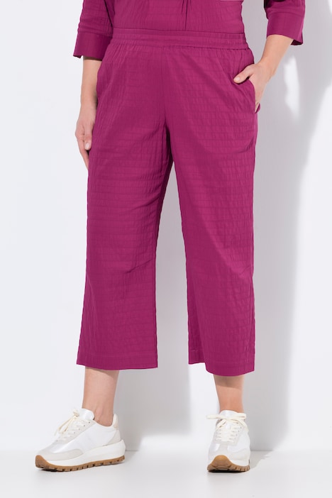 Textured Elastic Waist Cropped Pants