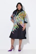 Robe midi motif papillon, manches 3/4 et col chemise