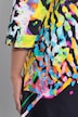 Robe midi motif papillon, manches 3/4 et col chemise