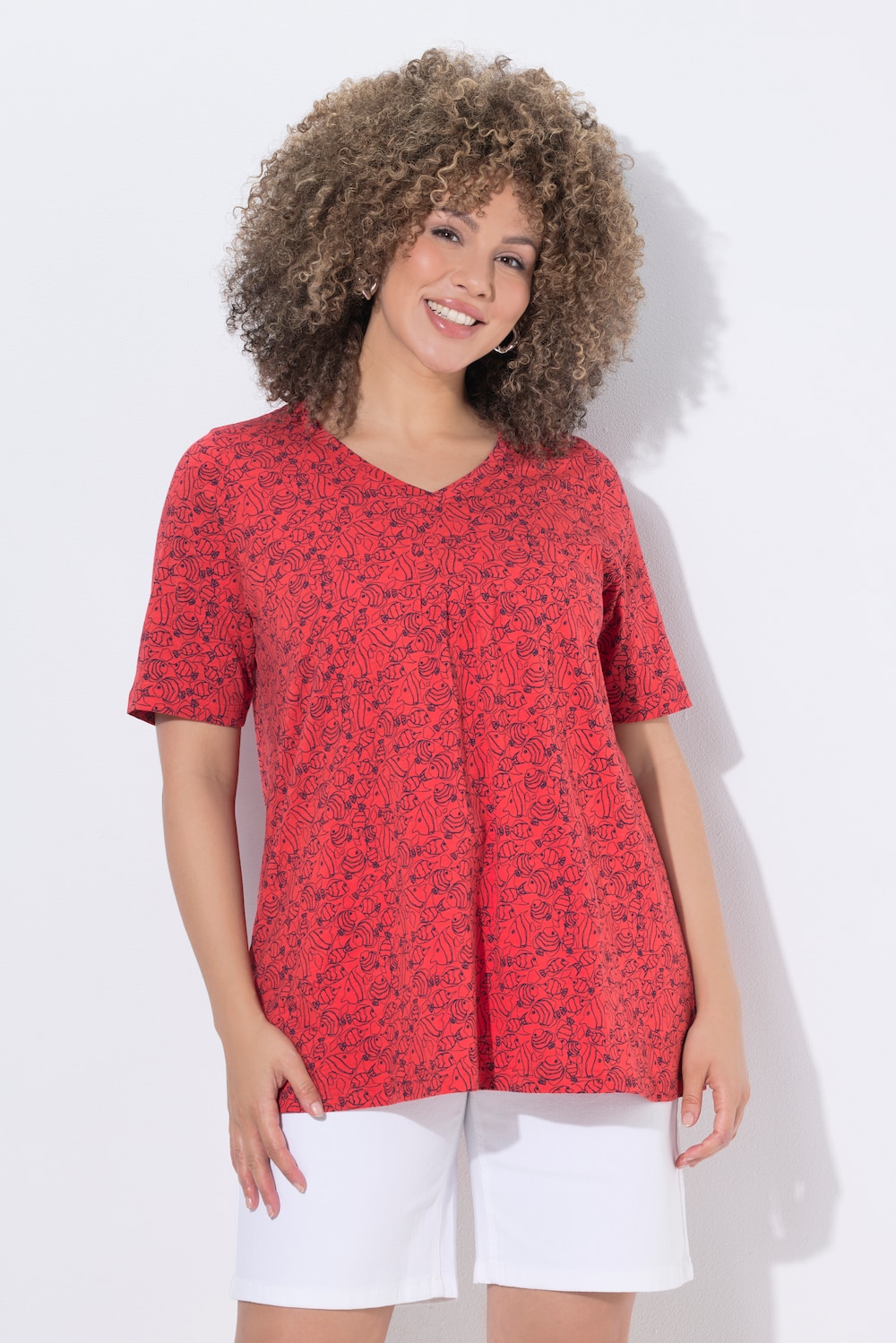 Thumbnail - Große Größen T-Shirt, Damen, rot, Größe: 50/52, Baumwolle, Ulla Popken