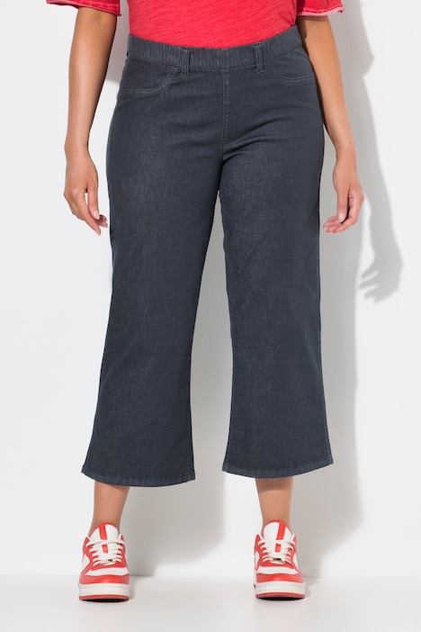 Denimculotte Mary, brede ben, elastisk linning