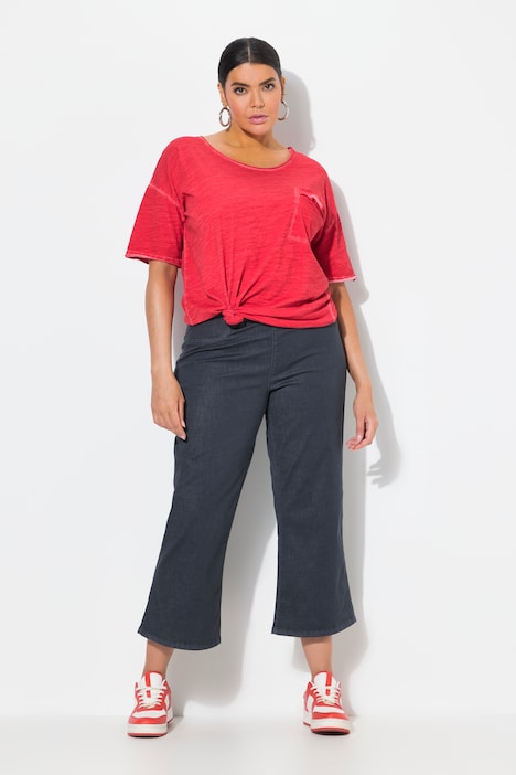 Denimculotte Mary, brede ben, elastisk linning