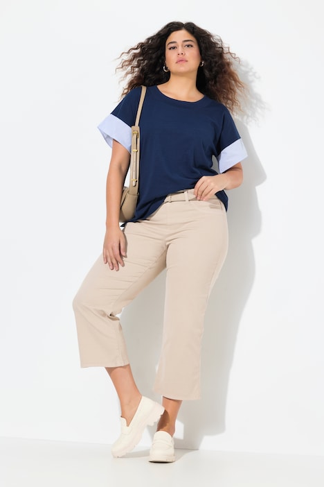 Culottes di jeans modello Mary con taglio della gamba ampio e cintura elastica