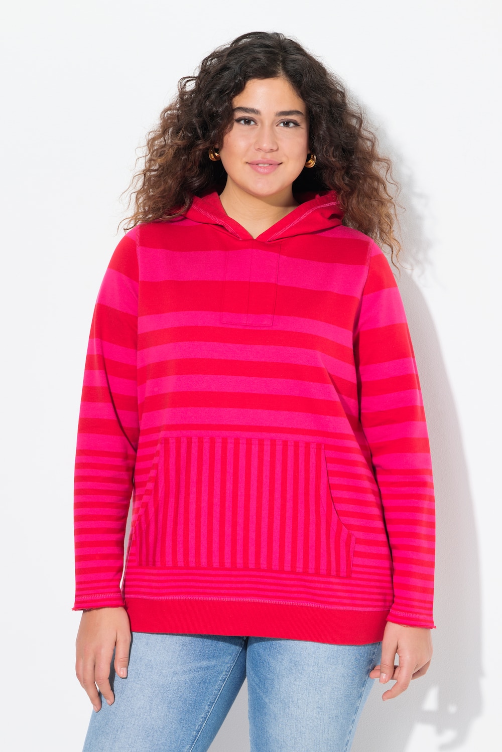 Große Größen Hoodie, Damen, rot, Größe: 50/52, Baumwolle/Polyester, Ulla Popken