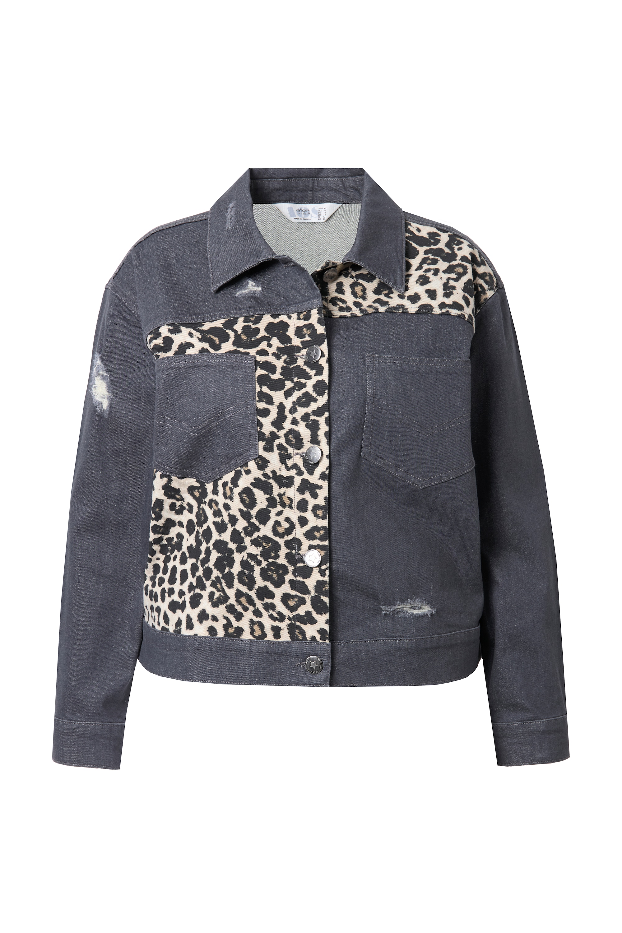 Angel of Style Damen große Größen Jeansjacke oversized Leo Einsätze