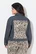 Oversized distressed leopard insert jean jacket