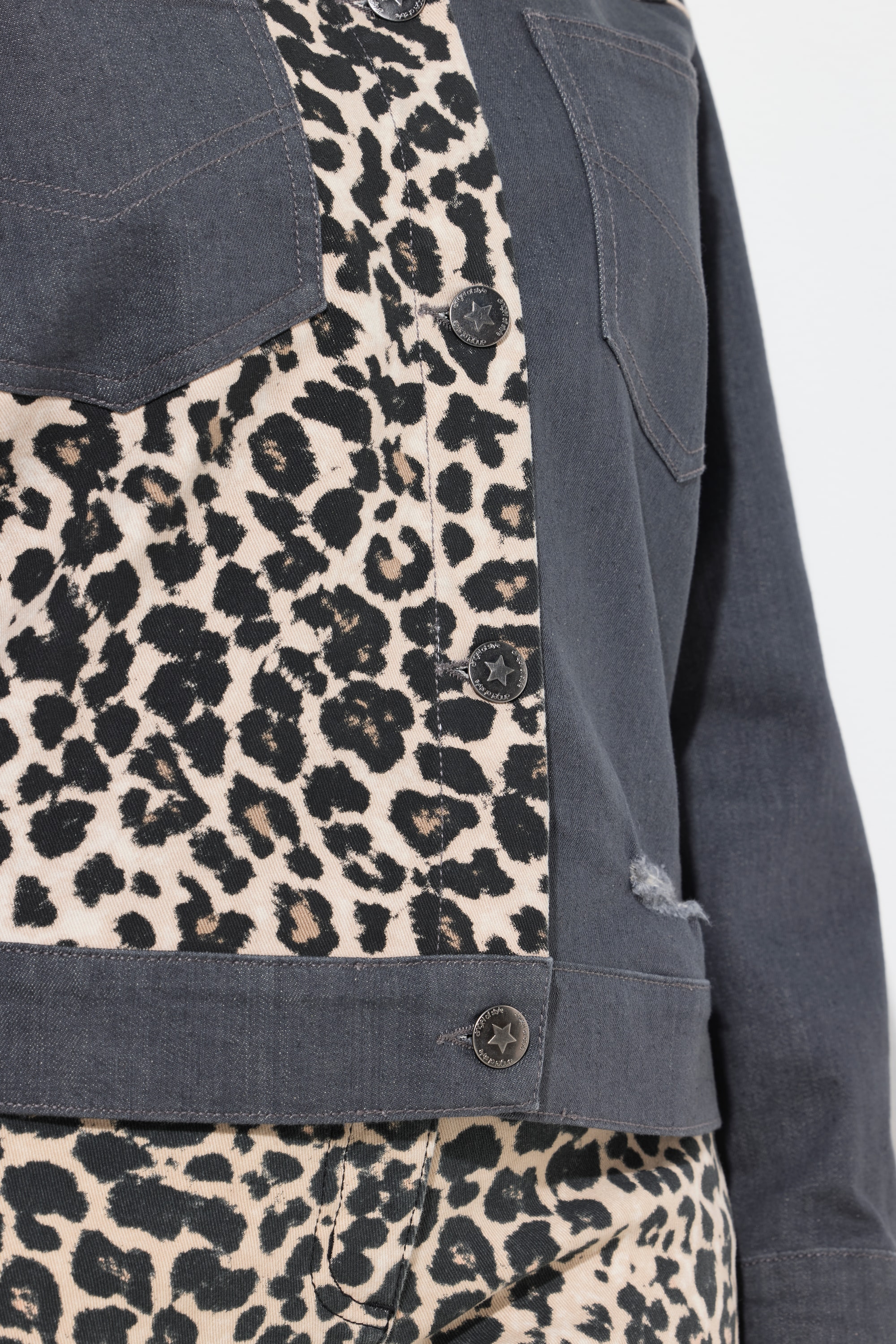 Angel of Style Damen große Größen Jeansjacke oversized Leo Einsätze