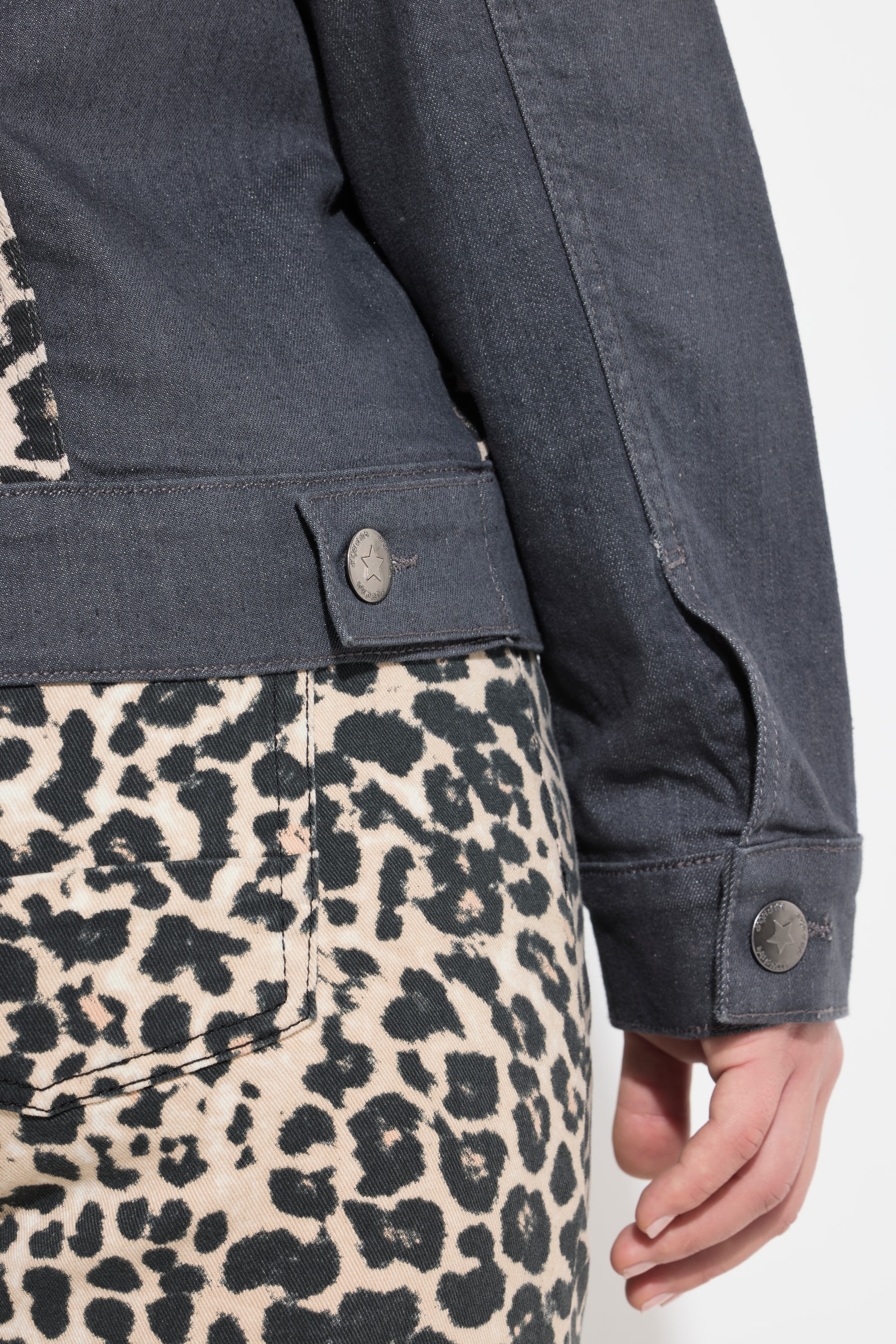 Angel of Style Damen große Größen Jeansjacke oversized Leo Einsätze