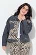 Oversized distressed leopard insert jean jacket