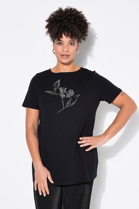 T-Shirt, Ziersteinchen-Blume, Halbarm