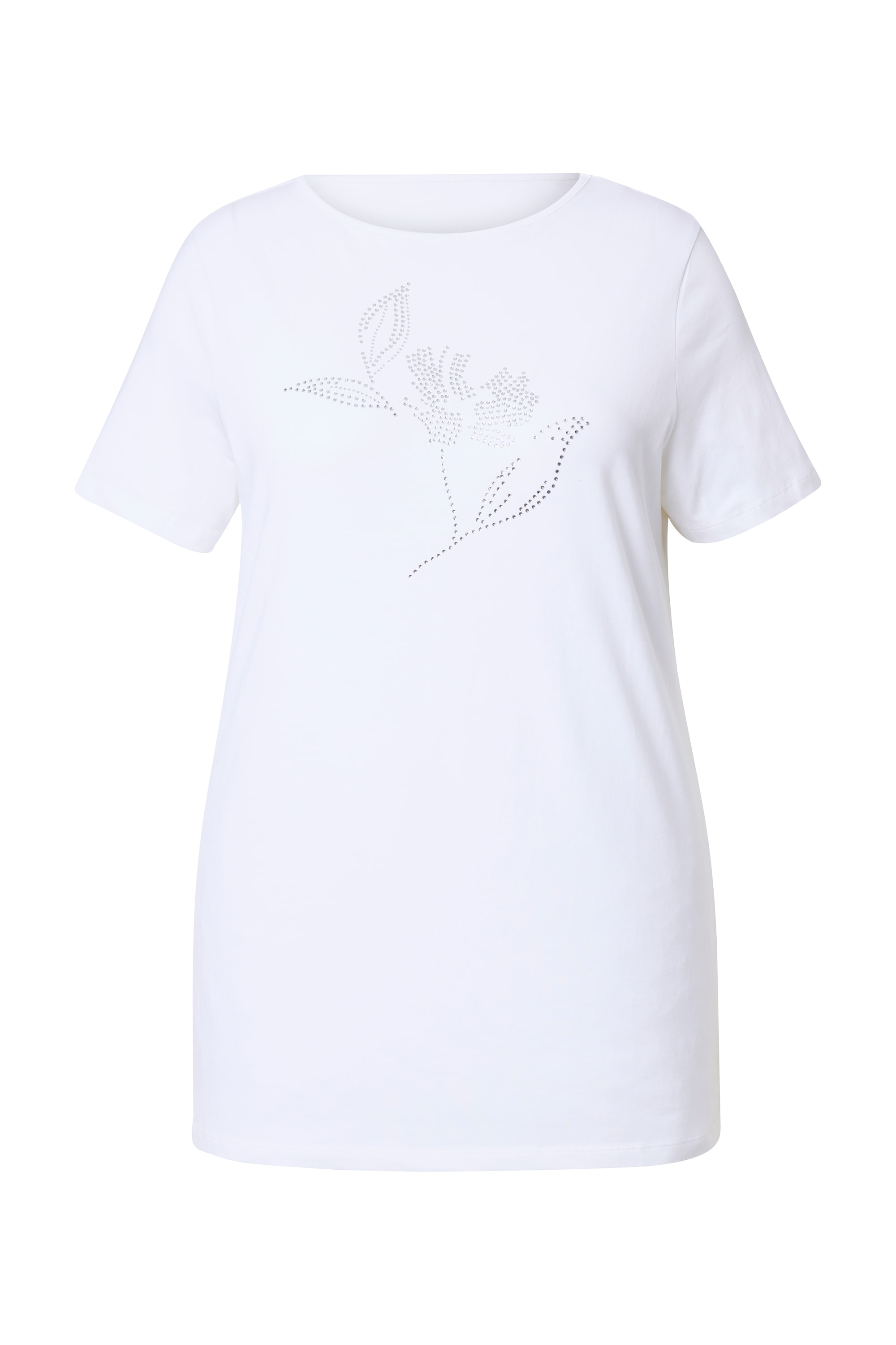 MIAMODA Damen große Größen T Shirt Ziersteinchen Blume Halbarm 839593