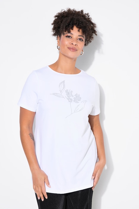 T-Shirt, Ziersteinchen-Blume, Halbarm