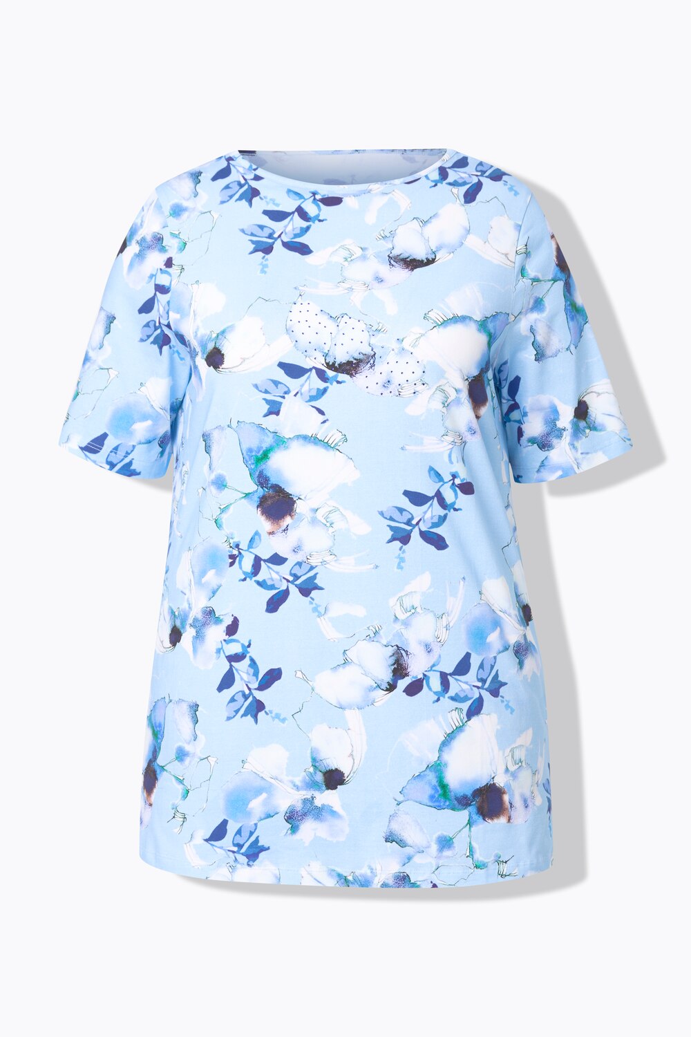Stora storlekar T-shirt, Dam, blå, storlek: 50, Bomull, Mia Moda