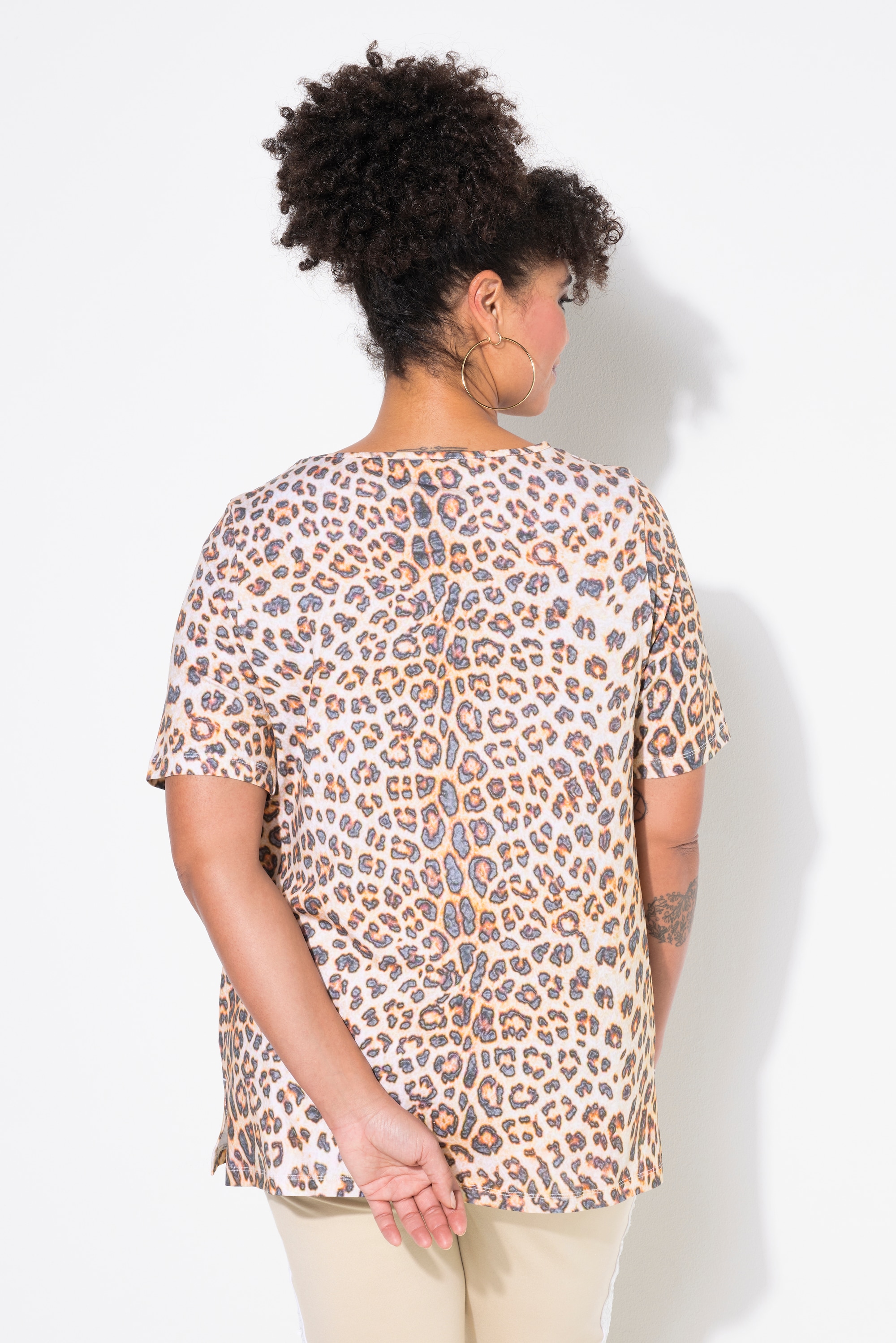 MIAMODA Damen große Größen T Shirt A Linie Leo Muster 839595