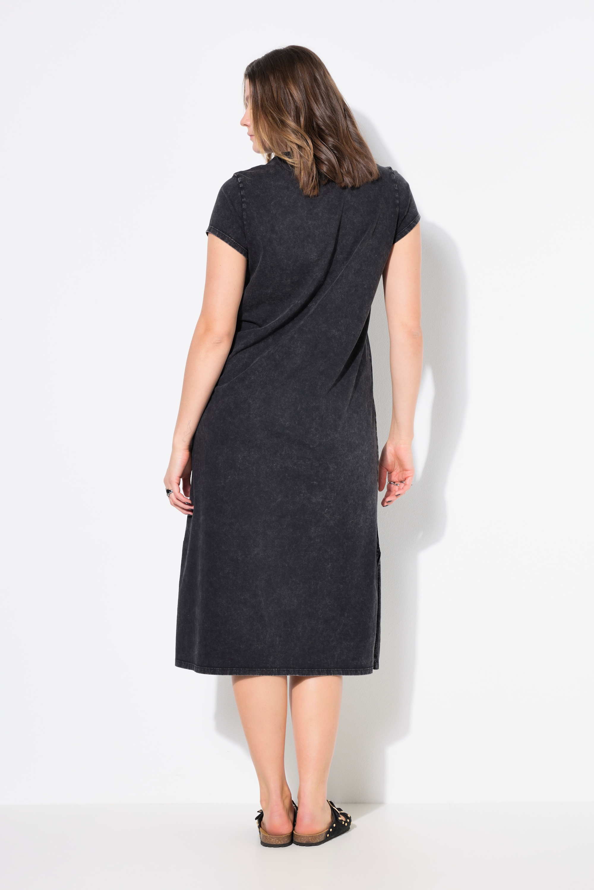 Studio Untold Damen große Größen Jersey Midikleid A Linie Acid Wash 839598