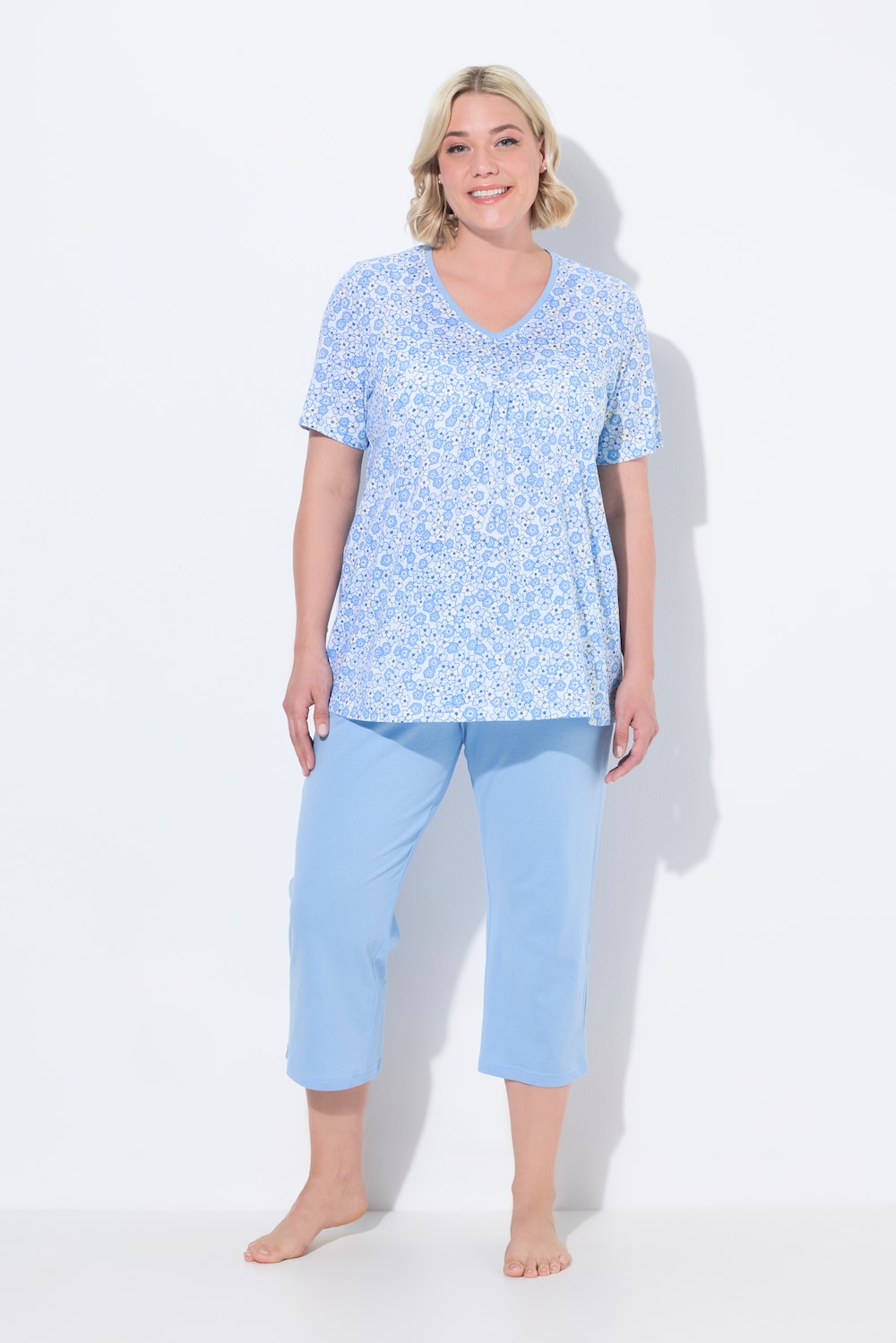 Große Größen Pyjama, Damen, blau, Größe: 42/44, Baumwolle, Ulla Popken