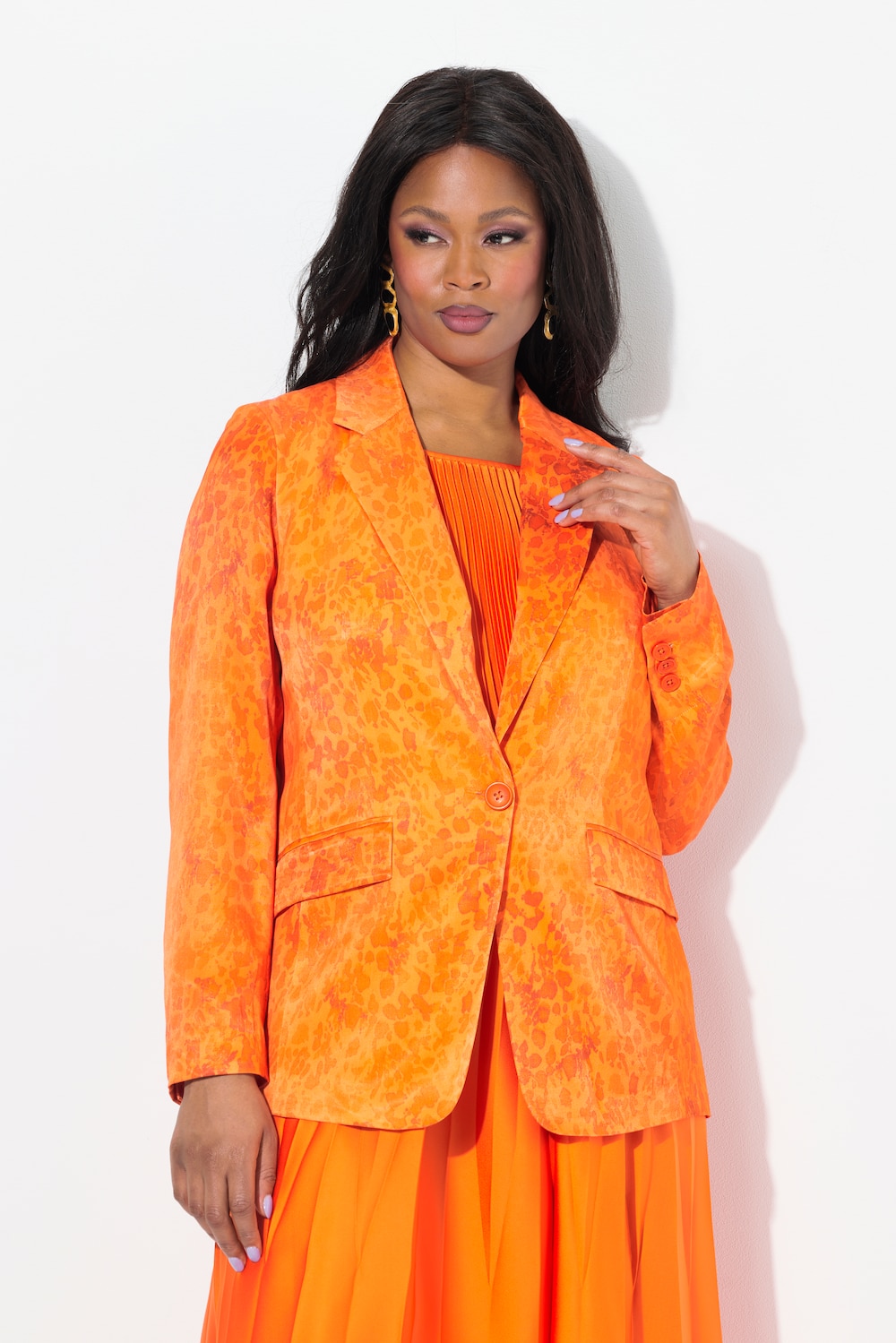 Große Größen Satin-Blazer, Damen, orange, Größe: 56, Viskose/Polyester, Ulla Popken