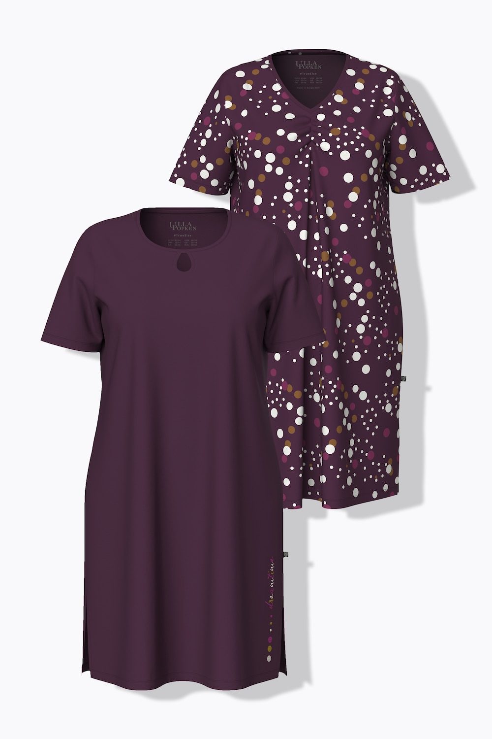Bigshirts, 2er-Pack, Punkte, Rundhals/V-Ausschnitt, Halbarm