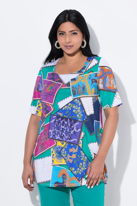 Slinkyshirt, Postkarten-Design, Carré-Ausschnitt, Halbarm