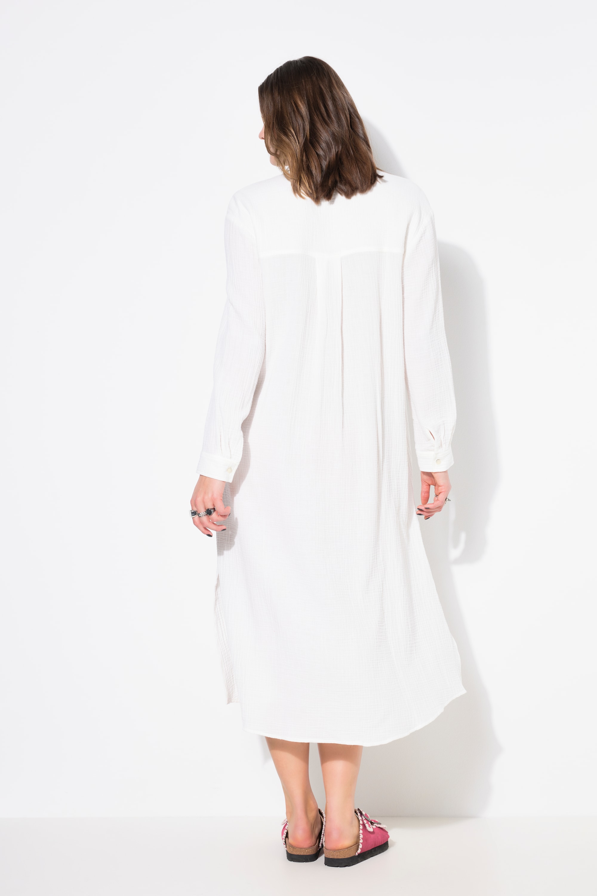 Studio Untold Damen große Größen Musselin Longbluse Hemdkragen Langarm 839620