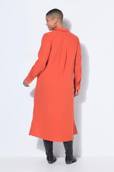 Mousseline-longblouse, overhemdkraag, lange mouw