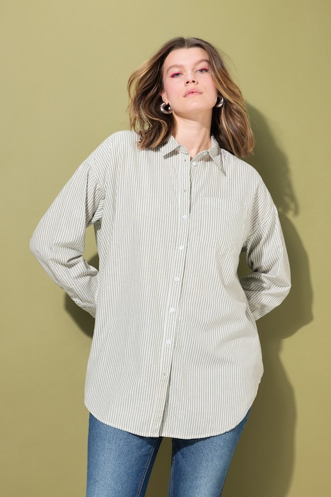 Camicia a righe dal taglio oversize con righe glitter e maniche lunghe