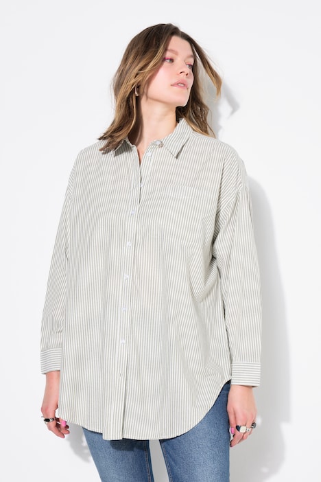 Camicia a righe dal taglio oversize con righe glitter e maniche lunghe