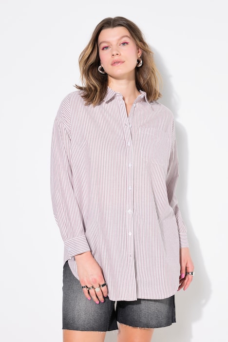 Camicia a righe dal taglio oversize con righe glitter e maniche lunghe