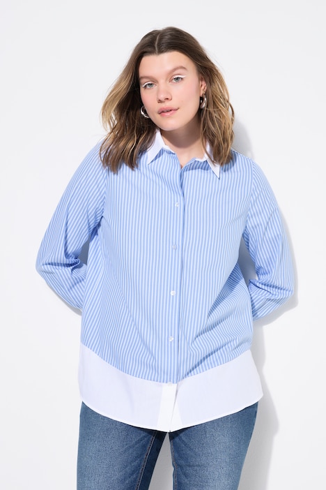 Blusa a righe con effetto a più strati e maniche lunghe