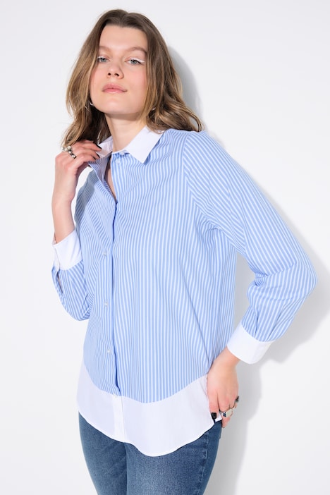 Blusa a righe con effetto a più strati e maniche lunghe