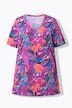 Colorful Tropical Print Knit  Short Sleeve Cotton Tunic