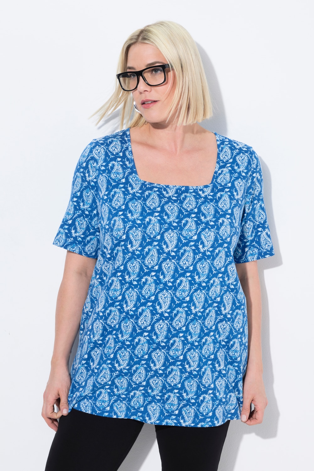 Große Größen T-Shirt, Damen, blau, Größe: 50/52, Baumwolle, Ulla Popken