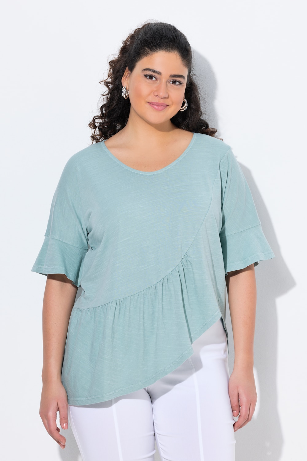 Große Größen T-Shirt, Damen, türkis, Größe: 50/52, Baumwolle, Ulla Popken