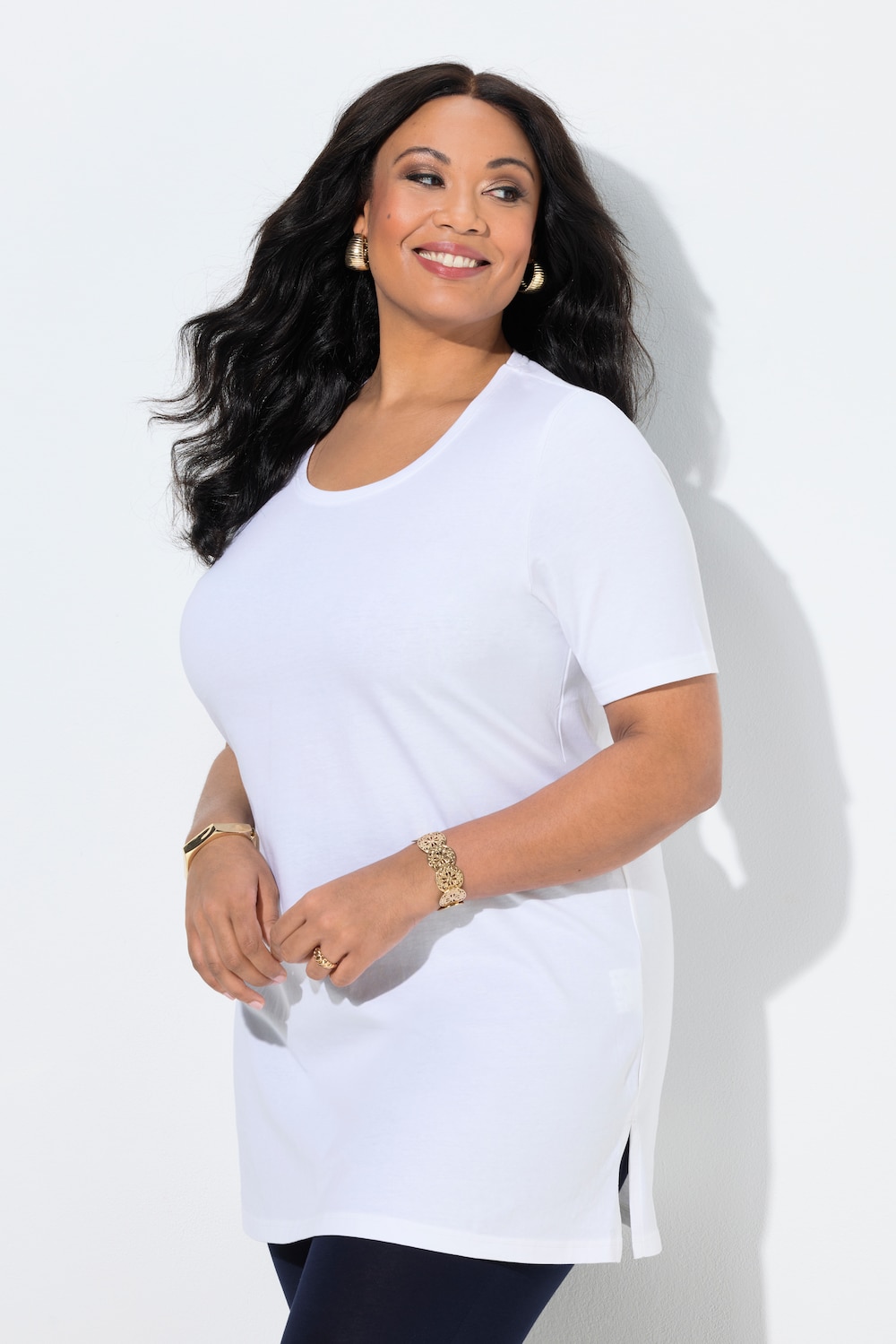 Longshirt, A-Linie, Rundhalsausschnitt, Halbarm