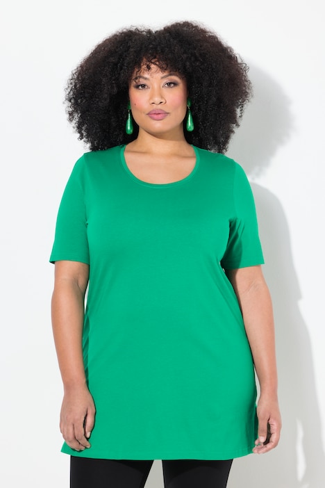 Round Neck Short Sleeve  A-Line Knit Tunic