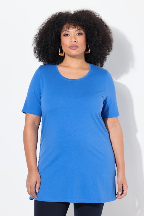 Round Neck Short Sleeve  A-Line Knit Tunic