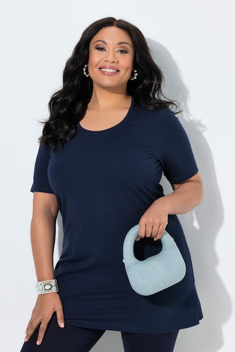 Longshirt, A-Linie, Rundhalsausschnitt, Halbarm