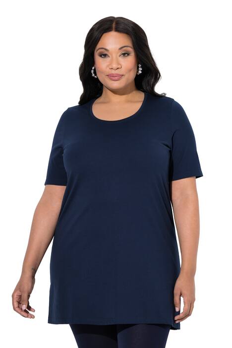 Dlouhé tričko, A střih, kulatý výstřih, krátké rukávy