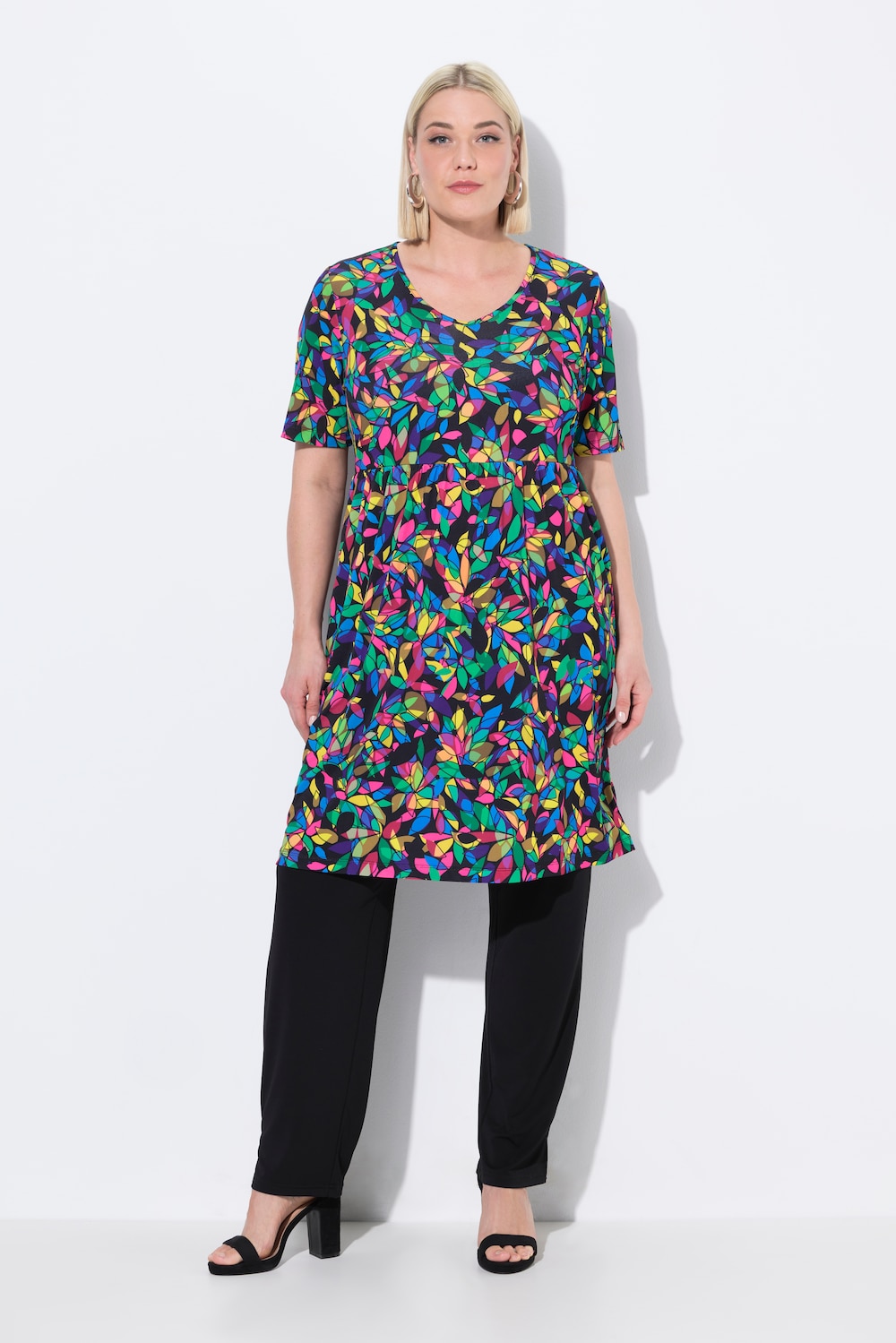 Große Größen Longshirt, Damen, schwarz, Größe: 54/56, Polyester, Ulla Popken