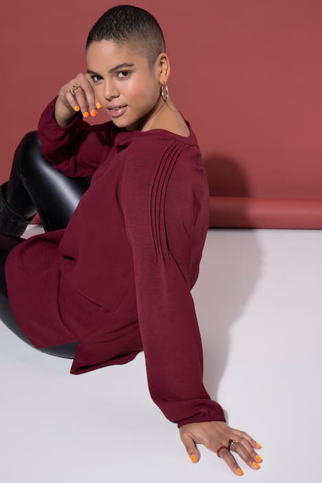 Tunika, A-Linie, Krepp, 3/4-Puffärmel